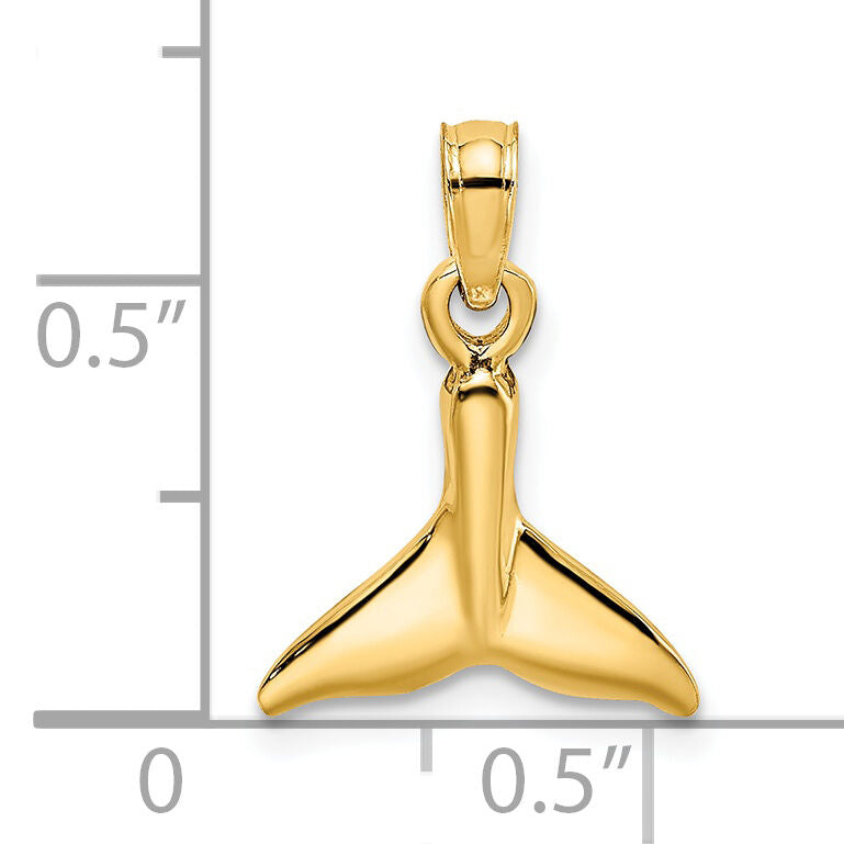 14K Polished Small Whale Tail Charm-K7438