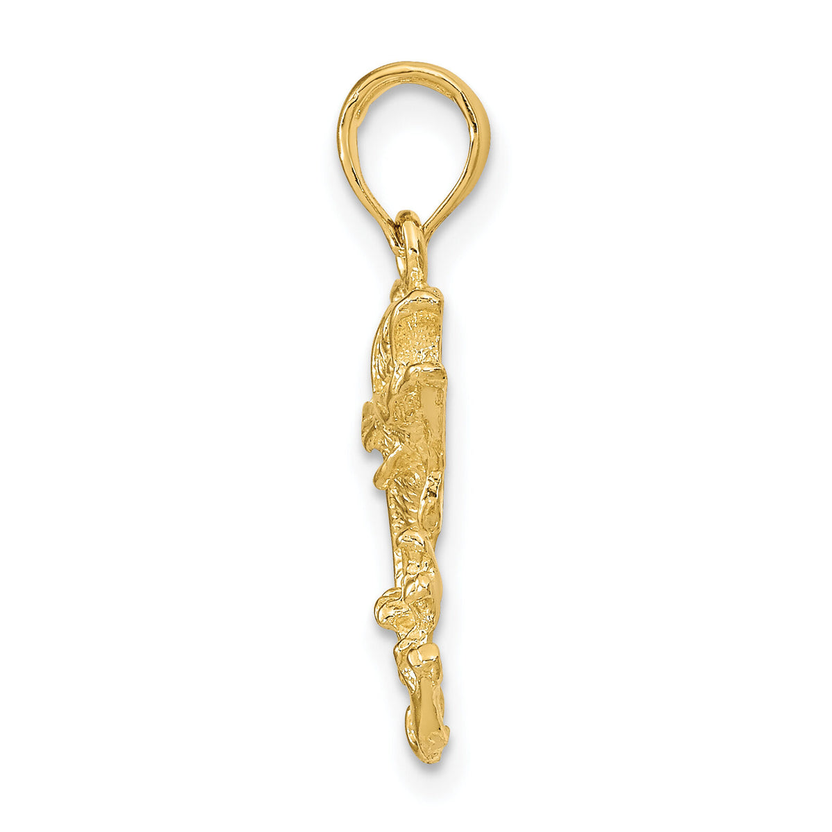 14k Polished Bass Fish Pendant-K7439