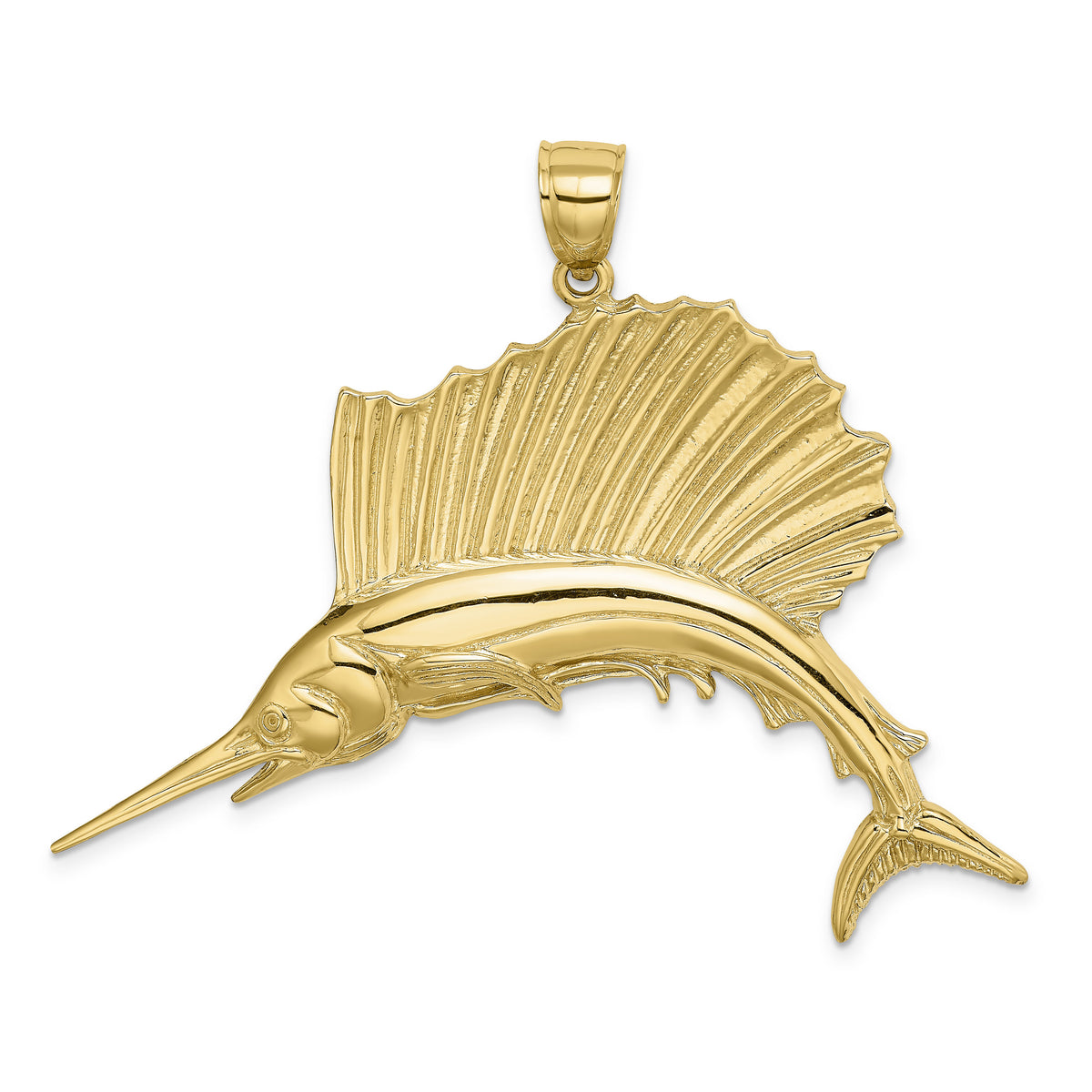14K Polished Sailfish Charm-K7441