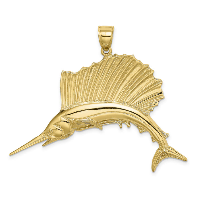 14K Polished Sailfish Charm-K7441