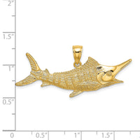 14K 2-D Textured Marlin Fish Charm-K7442