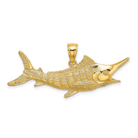 14K 2-D Textured Marlin Fish Charm-K7442