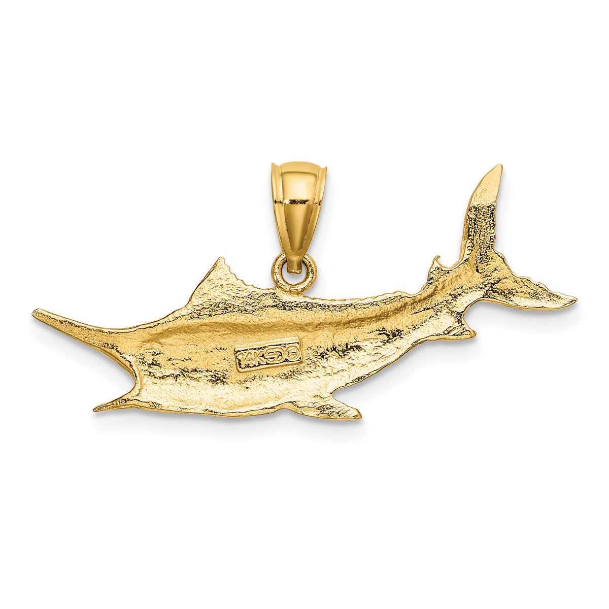 14K 2-D Textured Marlin Fish Charm-K7443