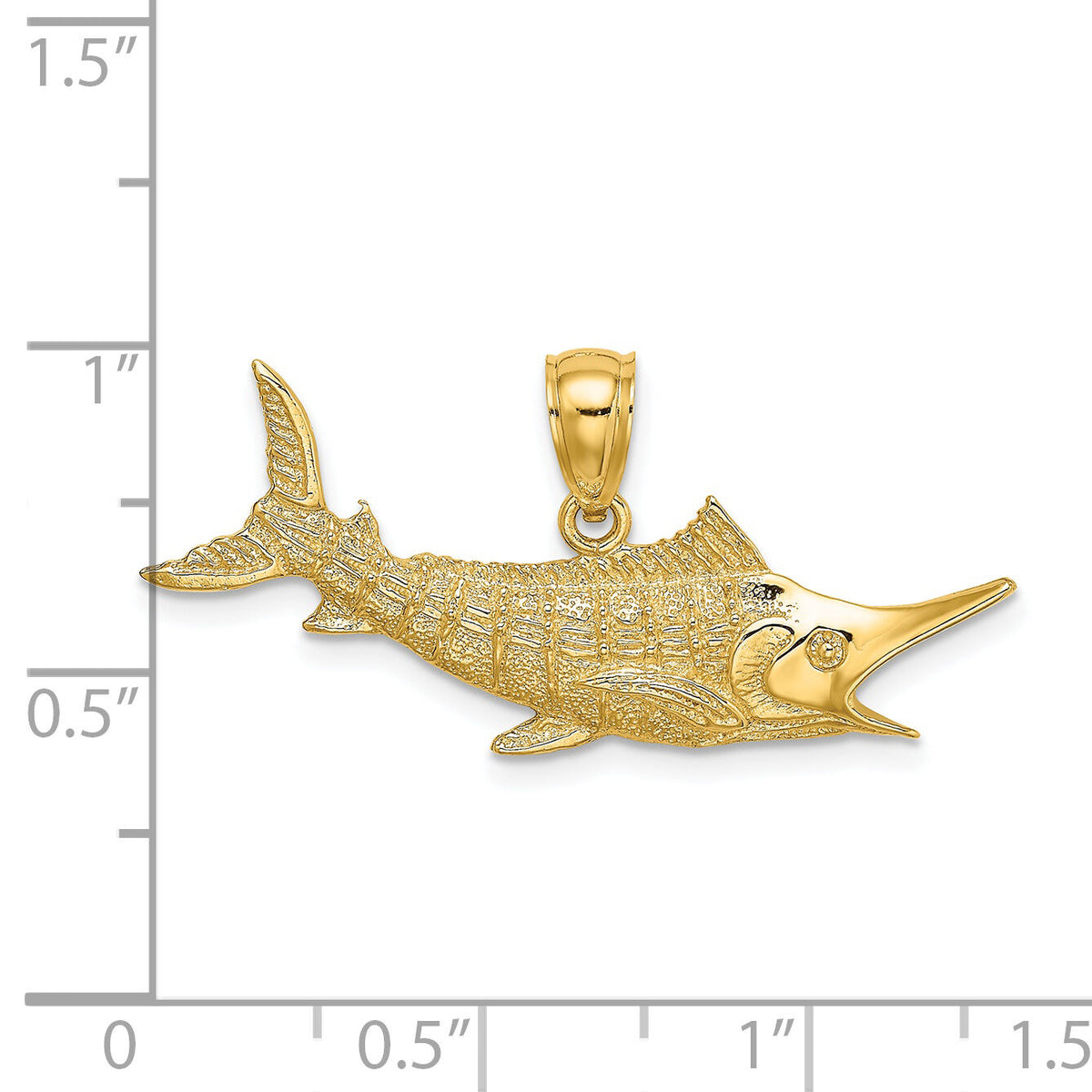 14K 2-D Textured Marlin Fish Charm-K7443