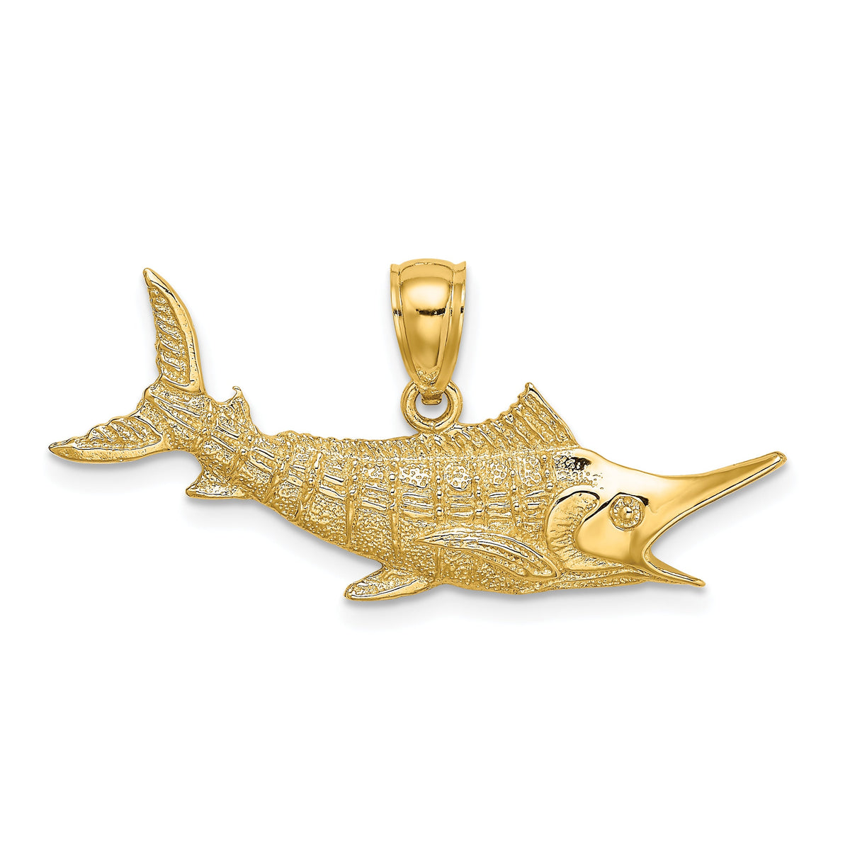 14K 2-D Textured Marlin Fish Charm-K7443