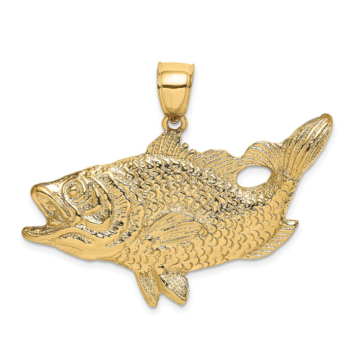 14K Open Mouth Bass Fish Charm-K7444