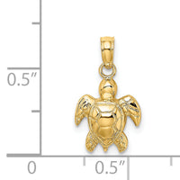 14K Textured Mini Sea Turtle Charm-K7446