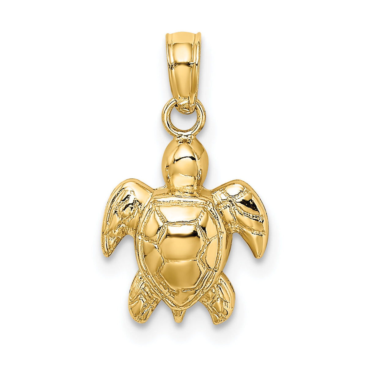 14K Textured Mini Sea Turtle Charm-K7446