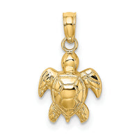 14K Textured Mini Sea Turtle Charm-K7446