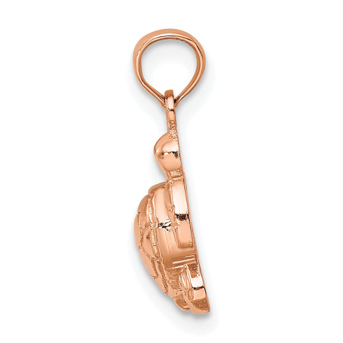 14K Rose Gold Textured Mini Sea Turtle Charm-K7446R