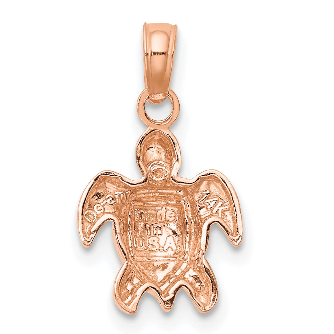 14K Rose Gold Textured Mini Sea Turtle Charm-K7446R