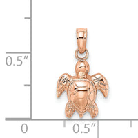 14K Rose Gold Textured Mini Sea Turtle Charm-K7446R