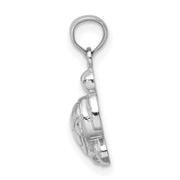 14K White Gold Textured Mini Sea Turtle Charm-K7446W