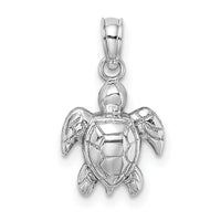 14K White Gold Textured Mini Sea Turtle Charm-K7446W
