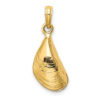 14K 3-D Polished Mussel Shell Charm-K7452