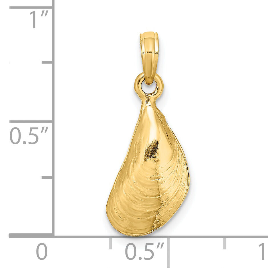 14K 3-D Polished Mussel Shell Charm-K7452
