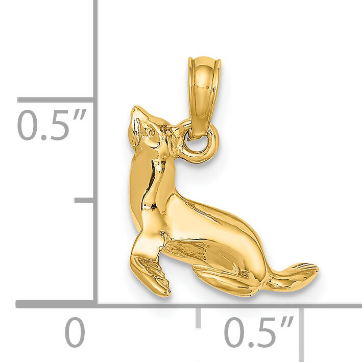 14K 3-D Polished Seal Charm-K7453