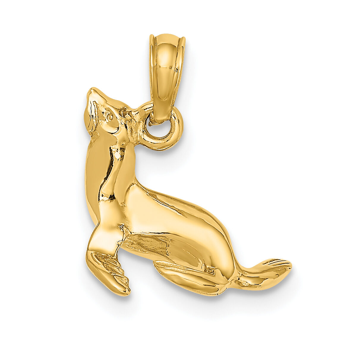14K 3-D Polished Seal Charm-K7453