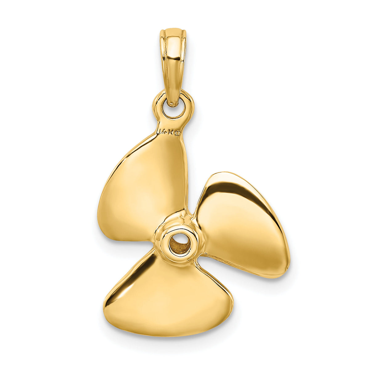 14K 3-D Polished Three Blade Propeller Charm-K7457