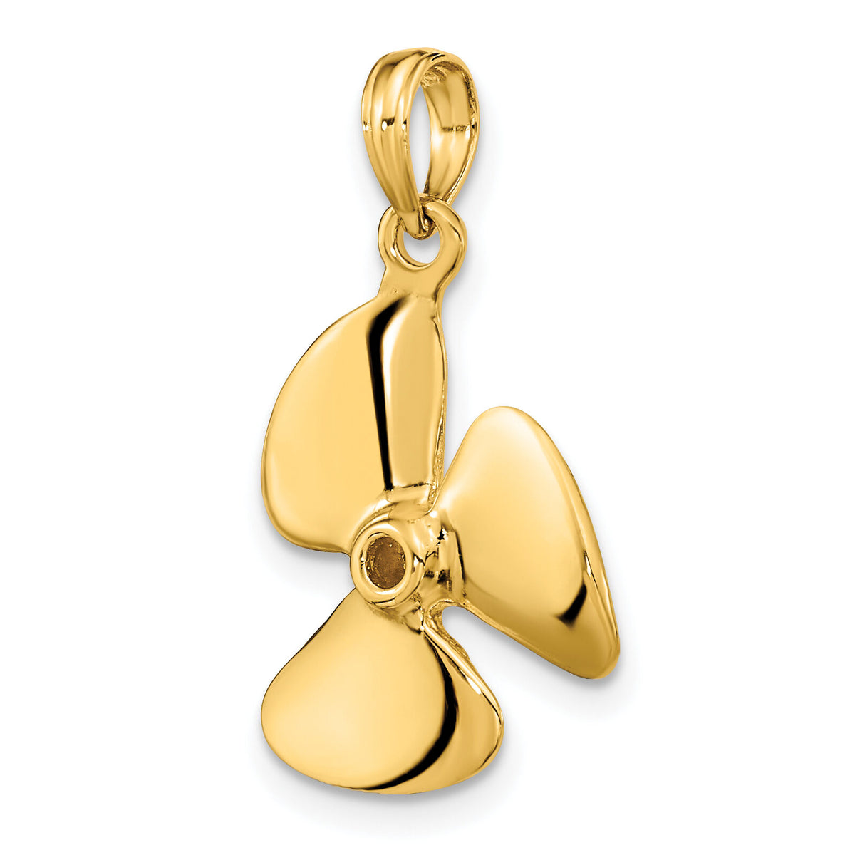 14K 3-D Polished Three Blade Propeller Charm-K7457