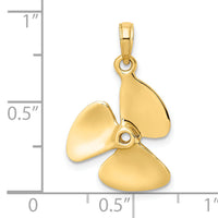 14K 3-D Polished Three Blade Propeller Charm-K7457