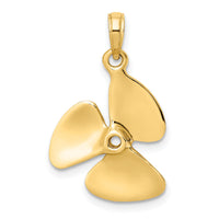 14K 3-D Polished Three Blade Propeller Charm-K7457