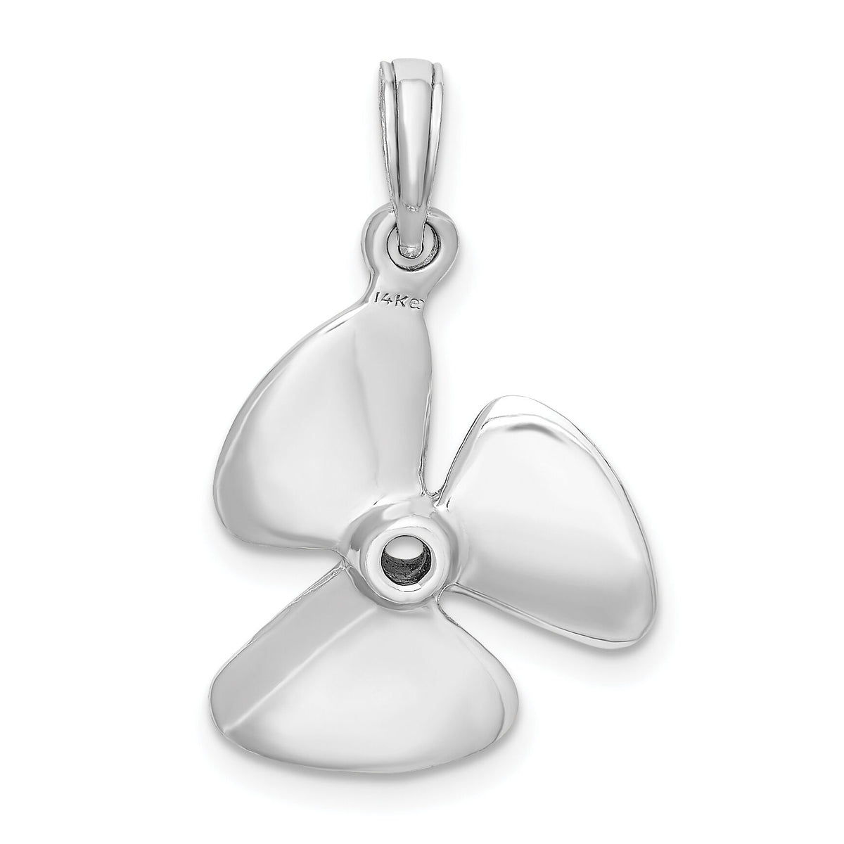 14K White Gold 3-D Polished Three Blade Propeller Charm-K7457W