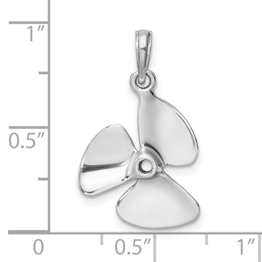 14K White Gold 3-D Polished Three Blade Propeller Charm-K7457W