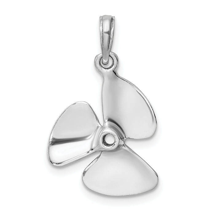 14K White Gold 3-D Polished Three Blade Propeller Charm-K7457W