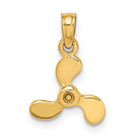 14K 3-D Polished Mini Three Blade Propeller Charm-K7459