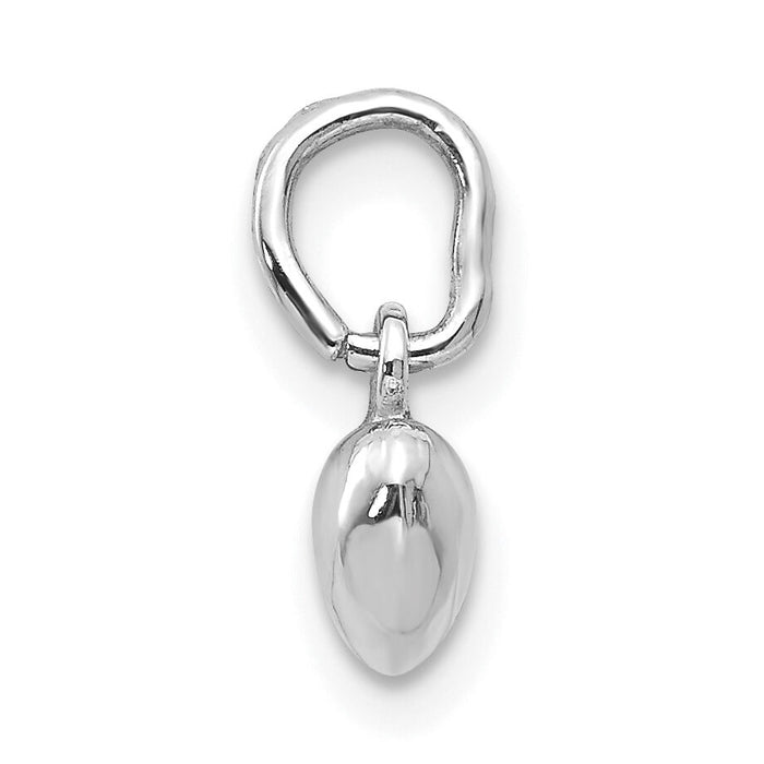 14k White Gold Solid Polished 3D Heart Charm-K746