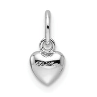 14k White Gold Solid Polished 3D Heart Charm-K746
