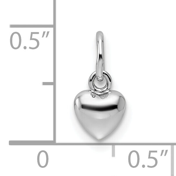 14k White Gold Solid Polished 3D Heart Charm-K746