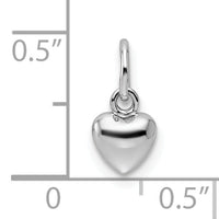 14k White Gold Solid Polished 3D Heart Charm-K746