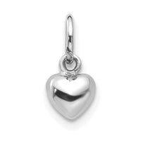 14k White Gold Solid Polished 3D Heart Charm-K746