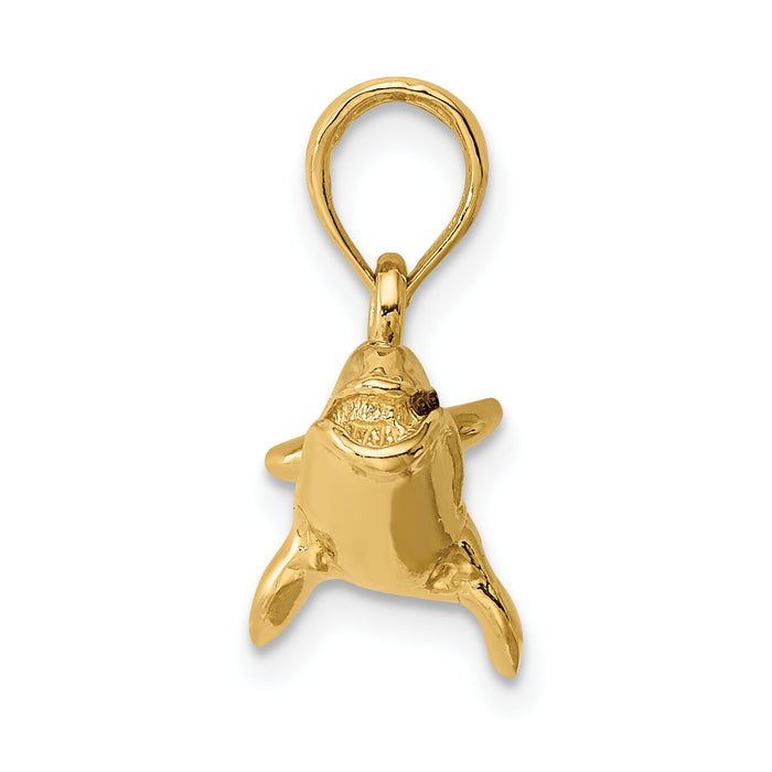 14K 3-D Polished Bowhead Whale Charm-K7466