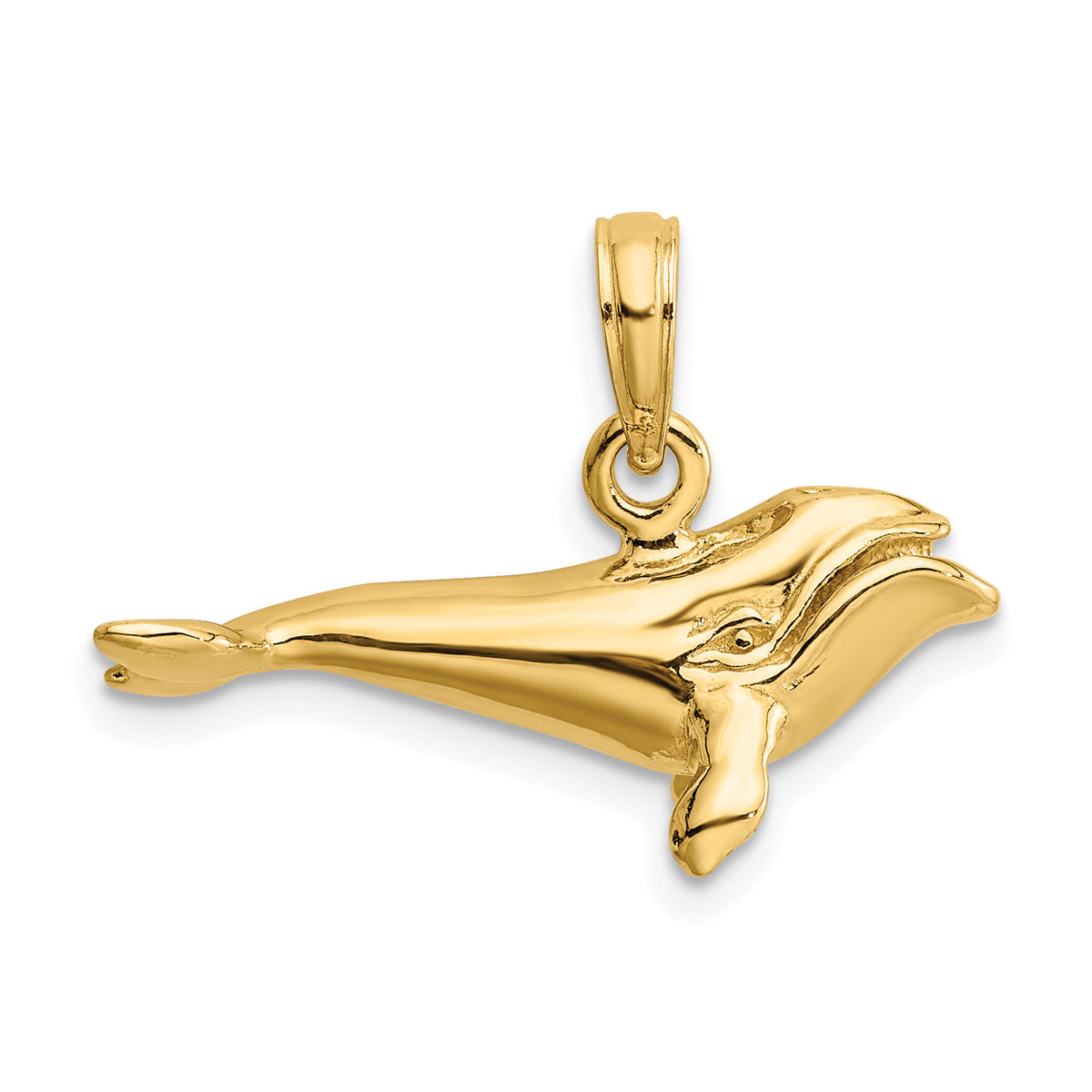 14K 3-D Polished Bowhead Whale Charm-K7466