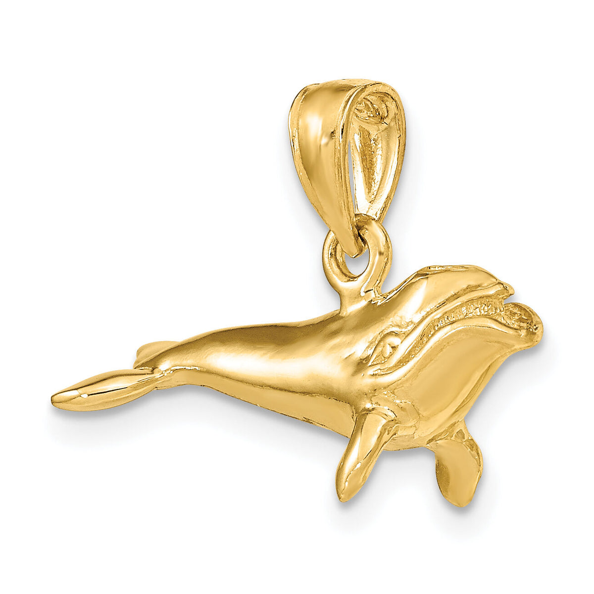 14K 3-D Polished Bowhead Whale Charm-K7466