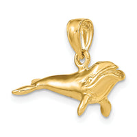 14K 3-D Polished Bowhead Whale Charm-K7466