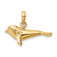 14K 3-D Polished Bowhead Whale Charm-K7466