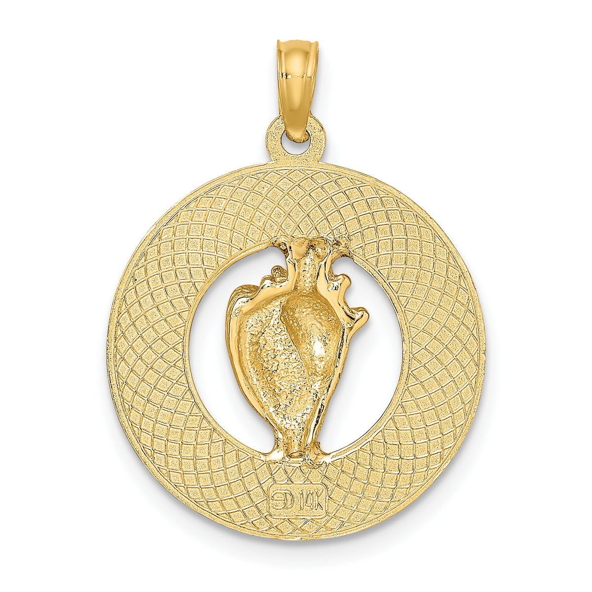 14K KEY WEST w/Conch Shell Circle Charm-K7469
