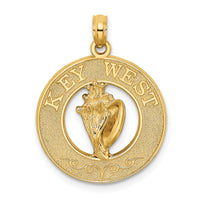 14K KEY WEST w/Conch Shell Circle Charm-K7469