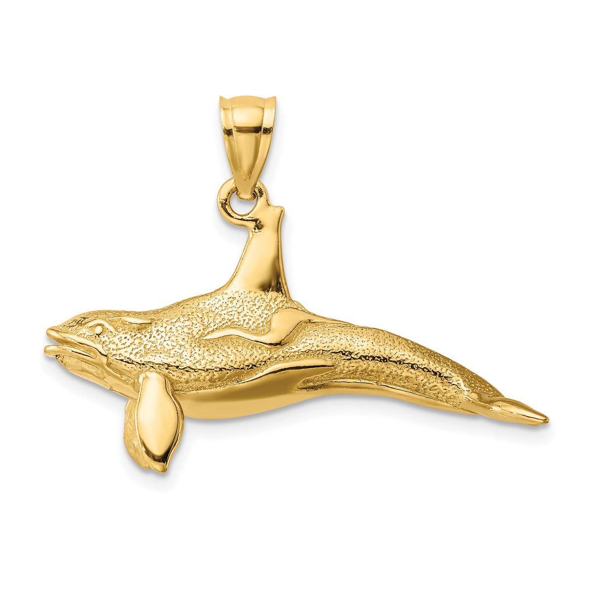14K 3-D Textured Killer Whale Charm-K7471