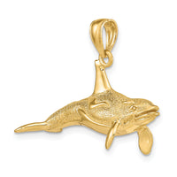 14K 3-D Textured Killer Whale Charm-K7471