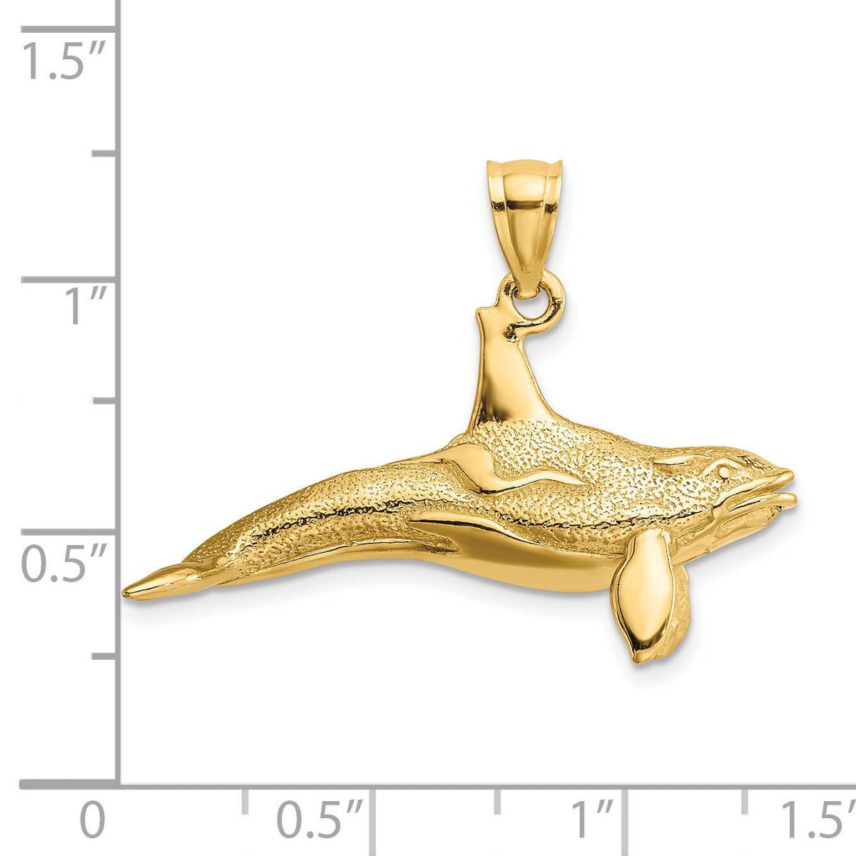14K 3-D Textured Killer Whale Charm-K7471