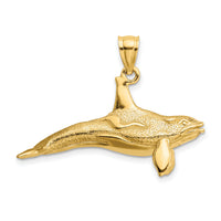 14K 3-D Textured Killer Whale Charm-K7471