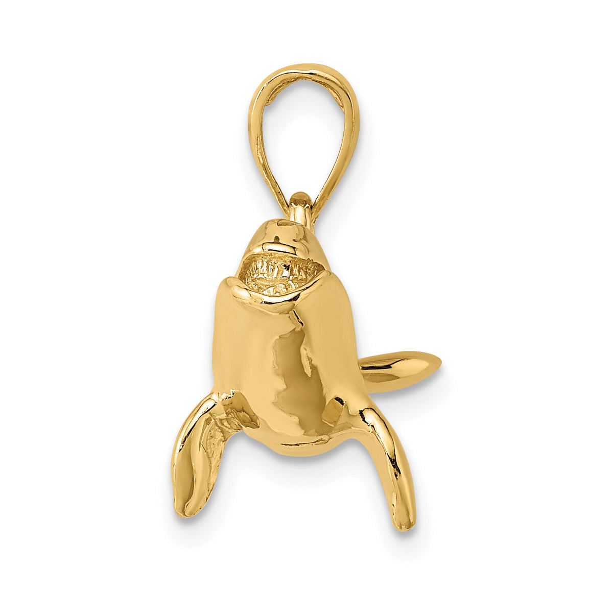 14K 3-D High Polished Bowhead Whale Charm-K7472