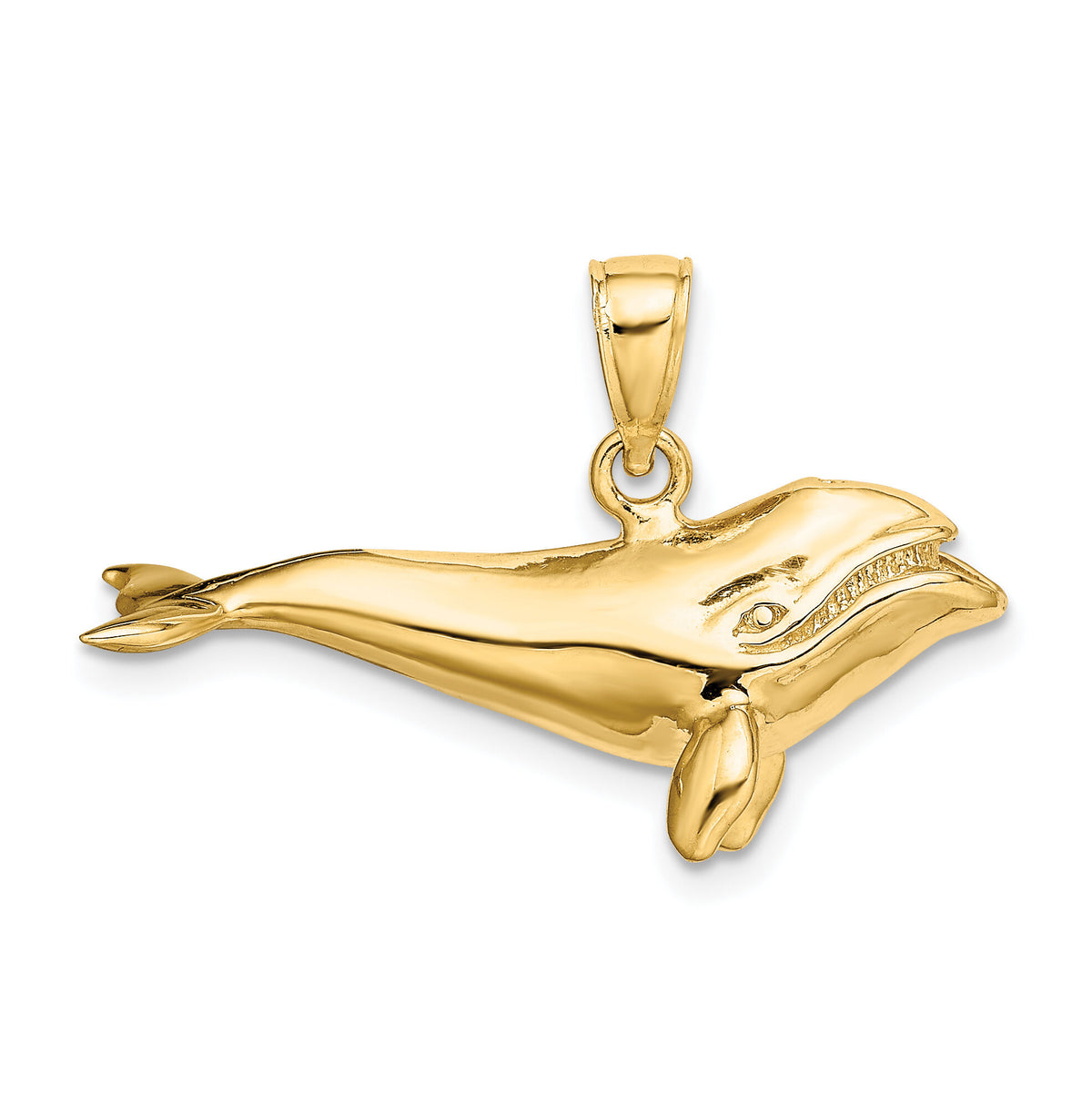 14K 3-D High Polished Bowhead Whale Charm-K7472