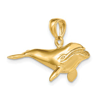 14K 3-D High Polished Bowhead Whale Charm-K7472