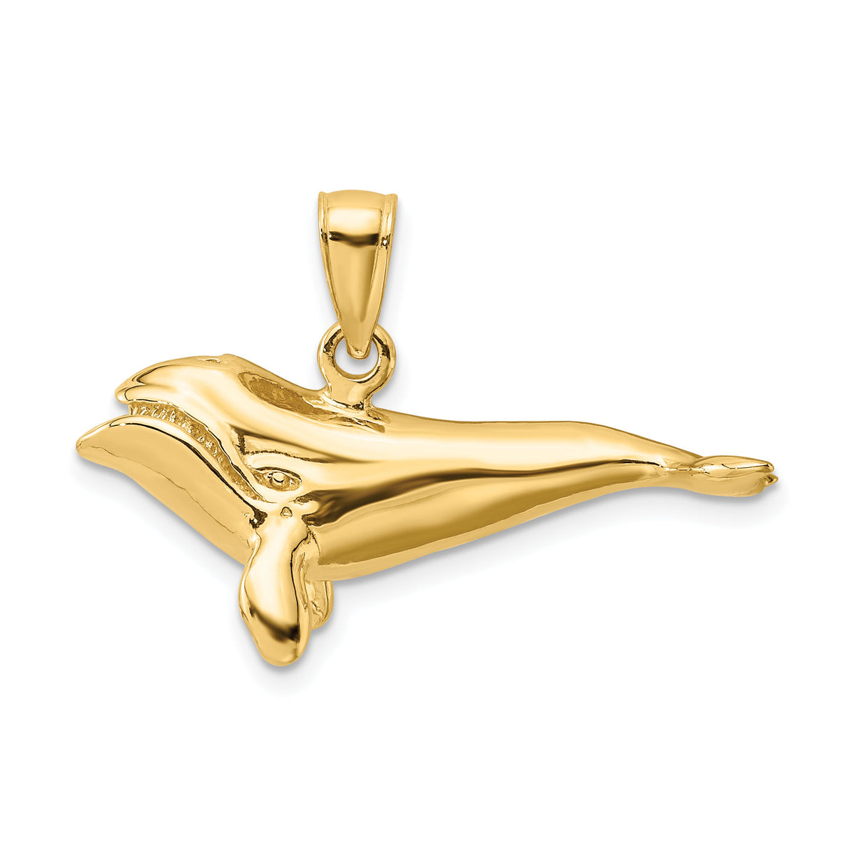 14K 3-D High Polished Bowhead Whale Charm-K7472